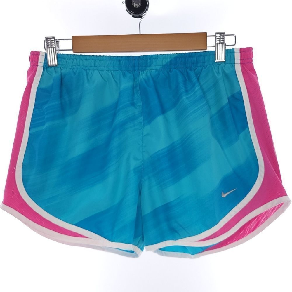 Nike Dri-Fit Athletic Running Shorts Blue Pink Side Breathable Womens Medium